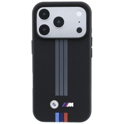 3. Etui BMW M Quadrille Kevlar Anthracite & Tricolor Print Lines MagSafe na iPhone 18 Pro Max / 17 Pro Max - czarne