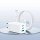 8. Ładowarka sieciowa Joyroom JR-TG10 65W GaN 2x USB-C + USB-A z kablem 100W USB-C - USB-C 1.2m - biała