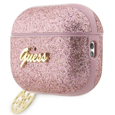 3. Etui Guess Glitter Flake 4G Charm na AirPods Pro 2 - różowe
