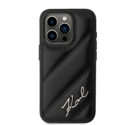 3. Etui Karl Lagerfeld Diagonal Quilted Script na iPhone 15 Pro - czarne