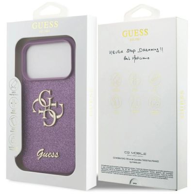 8. Etui Guess Fixed Glitter Big 4G na iPhone 17 Pro - fioletowe