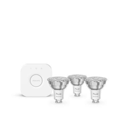 2. Philips Hue White and color ambiance Podstawowy zestaw startowy: 3 inteligentne żarówki z trzonkami GU10 (345 lm)