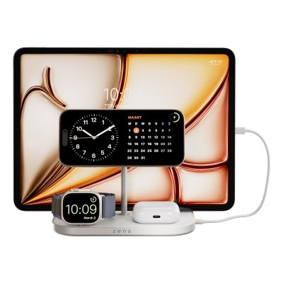6. Ładowarka ZENS ZEDC29W/00, Wewnątrz, AC, USB, Ładowanie bezprzewodowe, 1 m, Srebrny, Biały