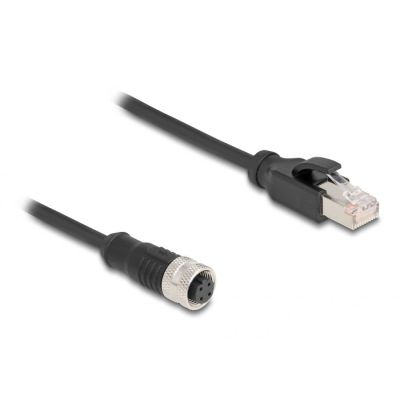 2. DeLOCK M12 Kabel adaptera z kodowaniem D 4-pinowe żeńskie do męski RJ45 o długości 50 cm