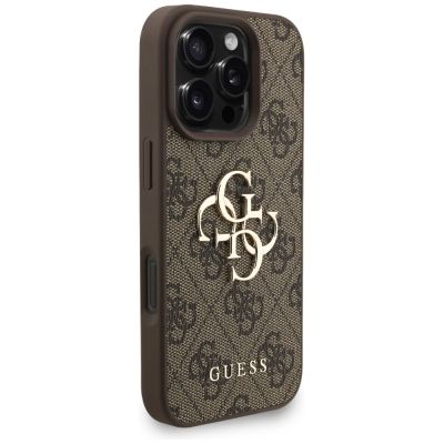 4. Etui Guess 4G Strap 4G Classic Logo na iPhone 16 Pro - brązowe