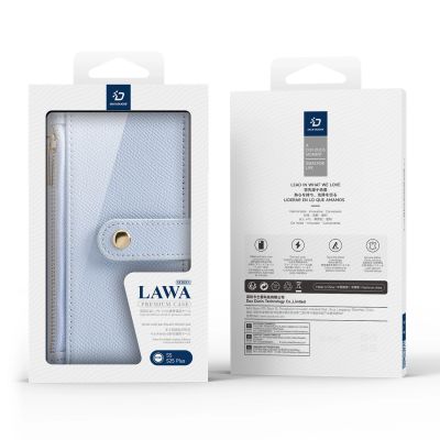 13. Etui skórzane Dux Ducis Lawa na Samsung Galaxy S25+ z odłączanym portfelem magnetycznym - niebieskie