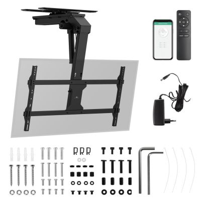 11. Uchwyt elektryczny do TV Maclean, sufitowy, obsługa Tuya, max. VESA 800x400, reg. w poz. +90°~-90°, dla TV 43-86", max. 45kg, MC-109 T