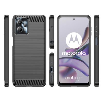 2. Carbon Case etui Motorola Moto G13 elastyczny silikonowy karbonowy pokrowiec czarne