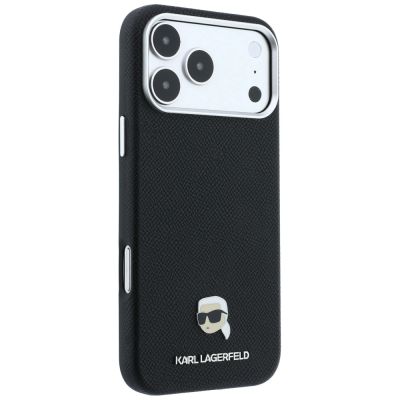 4. Etui Karl Lagerfeld Grained Karl Head Metal MagSafe na iPhone 18 Pro / 17 Pro - czarne