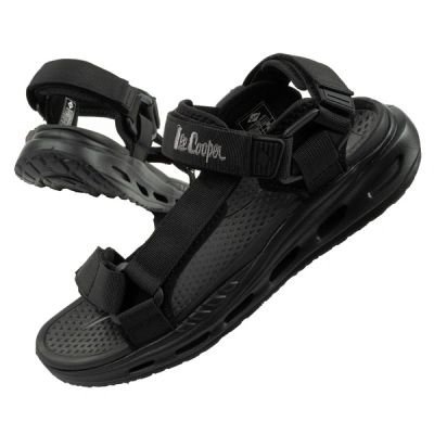 Lee Cooper buty męskie sandały na rzepy na lato czarne lekkie
