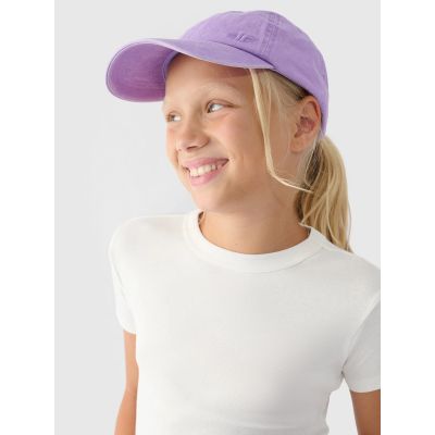 4. T-shirt gładki dziewczęcy 4F 4FJRSS24TTSHF2053-11S