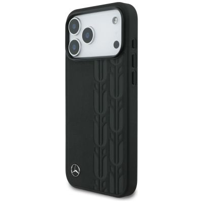 2. Etui Mercedes Leather Laurel Leaves MagSafe na iPhone 17 Pro Max - czarne