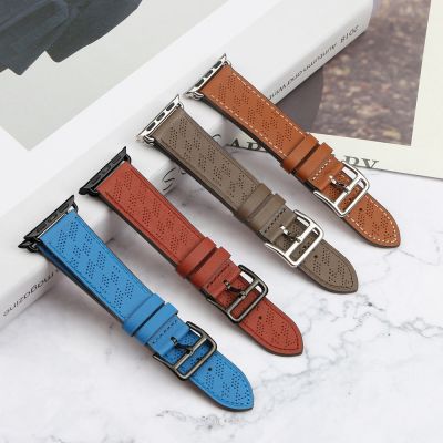 8. Pasek skórzany Strap Leather do Apple Watch 38 / 40 / 41 mm opaska bransoleta - ciemnobrązowy