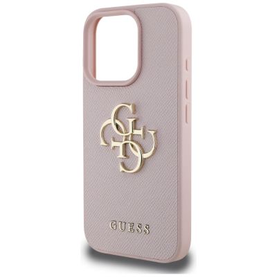 6. Etui Guess Grained Big 4G Logo Small Classic Logo na iPhone 16 Pro - różowe