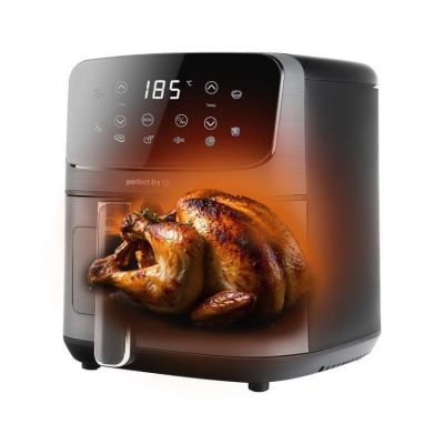 9. ELDOM FRYTKOWNIC BEZTŁUSZCZOWA FR45 FRITELO 1500W REGULACJA TEMP 80-200°C SZKLANE OKNO W POJEMNIKU DOTYKOWY PANEL STERUJĄCY