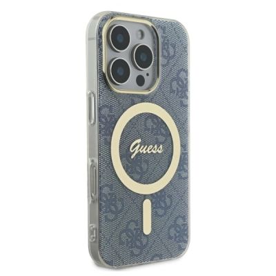4. Etui Guess IML 4G MagSafe na iPhone 16 Pro Max - niebieskie