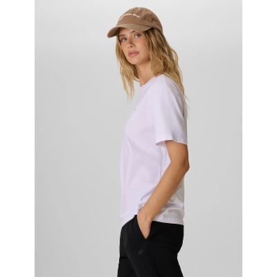4. T-shirt loose z nadrukiem damski 4F 4FKAW26TTSHF4507-10S