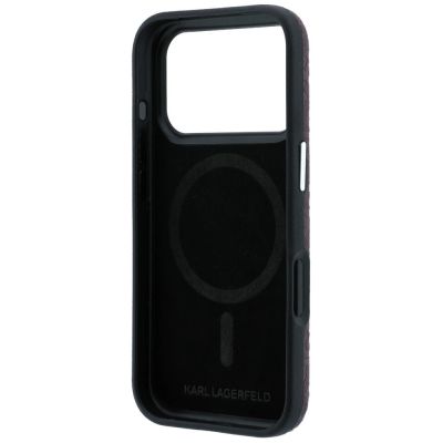 7. Etui Karl Lagerfeld Grained Allover Logo Metal Elongated MagSafe na iPhone 17 Pro Max / 18 Pro Max - burgundowe