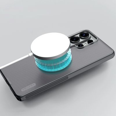 13. Etui Nillkin Super Frosted Shield Pro Magnetic kompatybilne z MagSafe na Samsung Galaxy S26 Ultra - półprzezroczysto-czarne