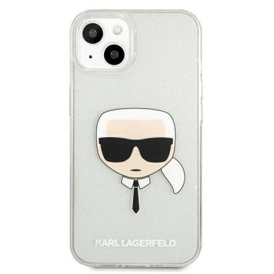 3. Etui Karl Lagerfeld Glitter Karl's Head na iPhone 13 mini - srebrne
