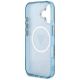 7. Etui Guess IML Metal Glitter 4G Circle Triangle MagSafe na iPhone 16 - niebieskie