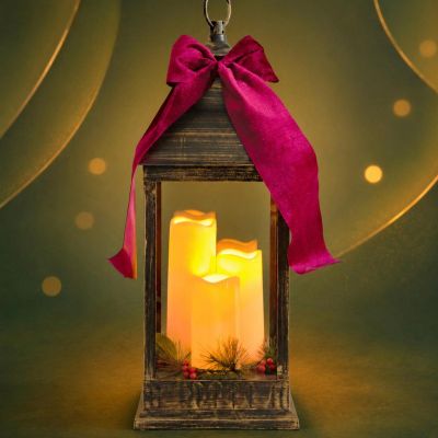 5. LATARNIA LAMPION ADWENTOWY ZNICZ  LED 60CM 3 ŚWIECE CZARNY