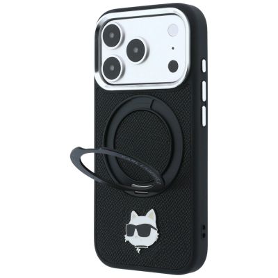 2. Etui Karl Lagerfeld with Ring Stand 360 Choupette Head Pin MagSafe na iPhone 18 Pro / 17 Pro - czarne