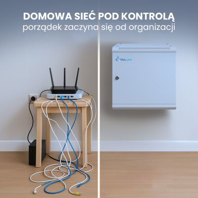 10. Extralink Szafa rack 9U 600x600 ASP Szara montowana na ścianie, drzwi blaszane pełne