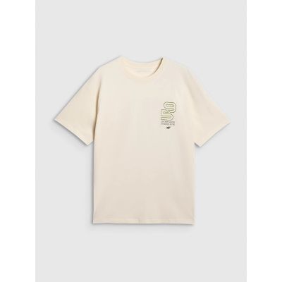 8. T-shirt oversize z nadrukiem męski 4F 4FRAW25TTSHM3220-11S