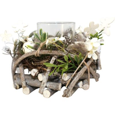 12. ŚWIECZNIK DEKORACYJNY PIÓRKA 16cm na TEA LIGHT