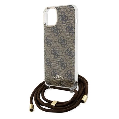 5. Etui Guess Crossbody Cord 4G Print na iPhone 15 / 14 / 13 - brązowe