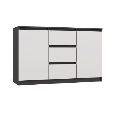 KOMODA 2 DRZWI 3 SZUFLADY ANTRACYT/BIEL KOMPLET