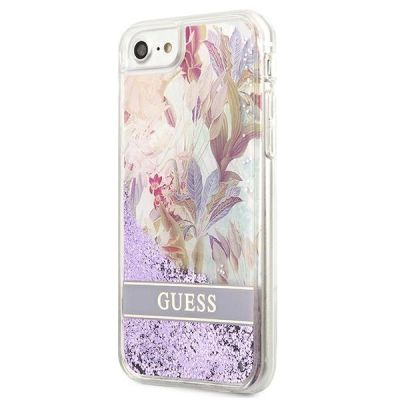 2. Etui Guess Flower Liquid Glitter na iPhone SE 2022 / SE 2020 / 7 / 8 - fioletowe