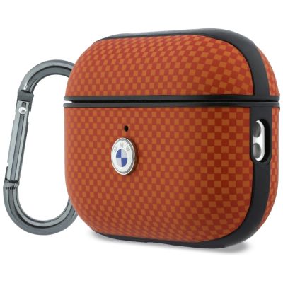 2. Etui BMW Textured Sign Kevlar Metal Logo na AirPods Pro 3 - pomarańczowe