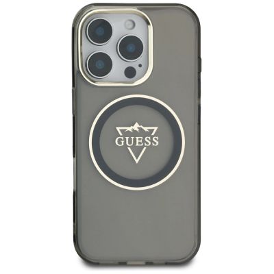 3. Etui Guess IML Metal Mountain Logo MagSafe na iPhone 16 Pro - czarny