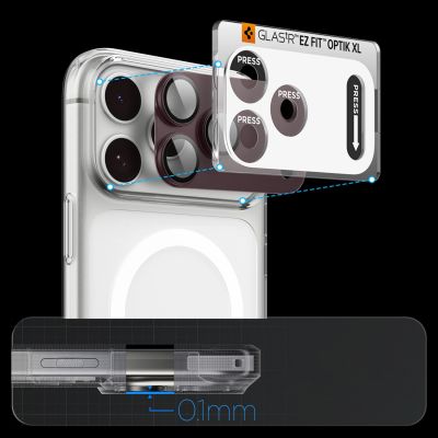 12. Szkło hartowane na aparat Spigen Optik Pro XL GLAS.TR EZ FIT na iPhone 18 Pro - dark cherry