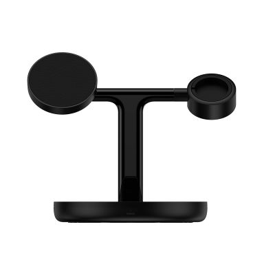 2. Baseus Swan ładowarka indukcyjna (kompatybilna z MagSafe) stojak do iPhone, Apple Watch, AirPods + kabel USB-C 1m czarny (WXTE000101)