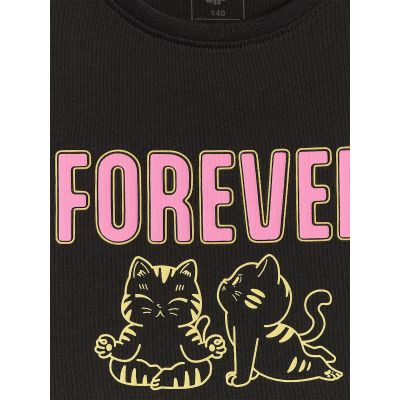 5. T-shirt regular z nadrukiem dziewczęcy 4F 4FJRAW26TTSHF4240-20S