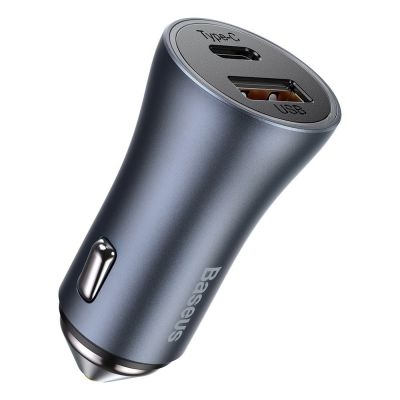 4. Baseus Golden Contactor Pro szybka ładowarka samochodowa USB Typ C / USB 40 W Power Delivery 3.0 Quick Charge 4+ SCP FCP AFC + kabel USB Typ C - Lightning szary (TZCCJD-B0G)