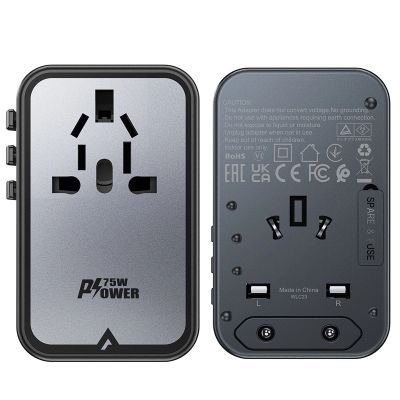 9. Adapter ładowarka podróżna Acefast Z1 GaN 75W PD 3x USB-C 2x USB-A - czarny