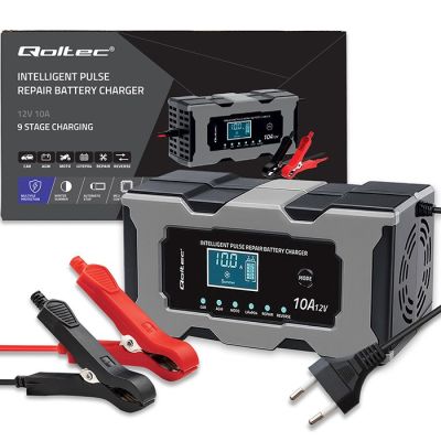 8. QOLTEC ŁADOWARKA 12V 10A | PROSTOWNIK Z FUNKCJĄ NAPRAWY DO AKUMULATORA AGM GEL LIFEPO4 | LCD