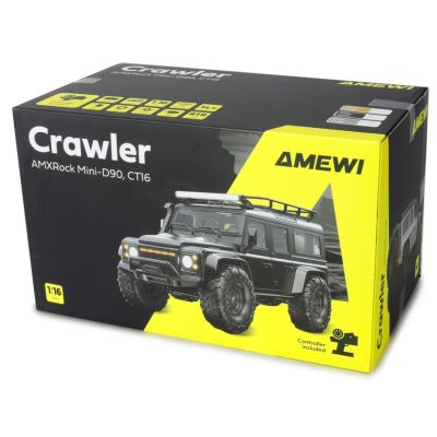 10. Samochód zdalnie sterowany Amewi RC Crawler Mini-D90 AMXRock 4WD 1:16 RTR w kolorze żółtym