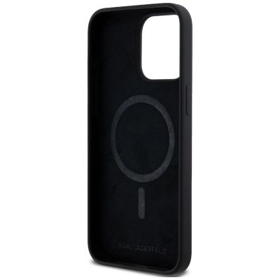 7. Etui Karl Lagerfeld Silicone Karl&Choupette Ring MagSafe na iPhone 15 Pro Max - czarne