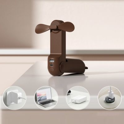 2. Mini wentylator Jisulife Handheld Fan Life8 Plus przenośny wiatraczek USB z funkcją powerbanka 4500mAh i latarką - brązowy