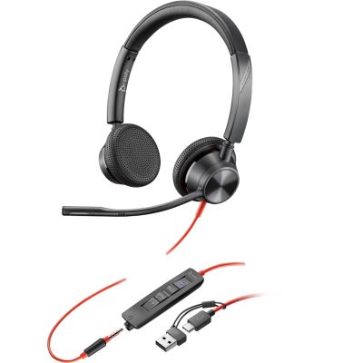38. Słuchawki Poly Blackwire 3325 Stereo MS Teams Certified USB-C Headset +3.5mm Plug +USB-C/A Adapter 8X222AA