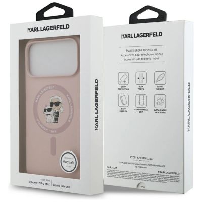8. Etui Karl Lagerfeld Silicone Karl&Choupette Ring MagSafe do iPhone 17 Pro Max - różowe