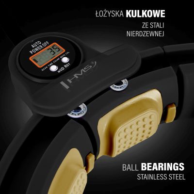 13. Zestaw Hula Hop Magnetyczny Black/Gold HHM13 z Licznikiem HMS + Pas Wyszczupłający BR163 Black