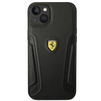 3. Etui Ferrari Leather Stamp Sides na iPhone 14 Plus - czarne