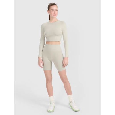 3. Longsleeve treningowy crop-top z wycięciem na plecach damski 4F 4FRSS25TFLOF486-83S