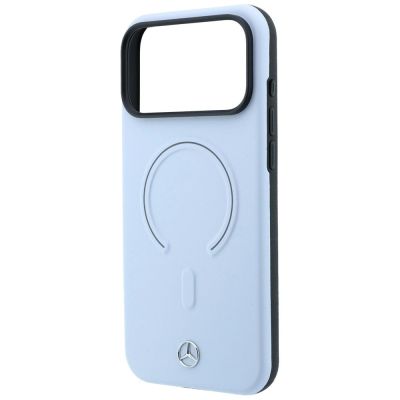 6. Etui Mercedes Leather 3D MagSafe do iPhone 18 Pro Max / 17 Pro Max - niebieske